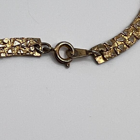 Vintage 80s Gold Tone Textured Link Necklace - Picture 8 of 8